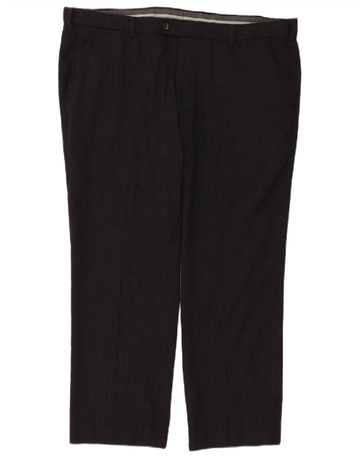 Pantaloni da abito dritti su misura da uomo Marks & Spencer W42 L29 a quadri grigi
