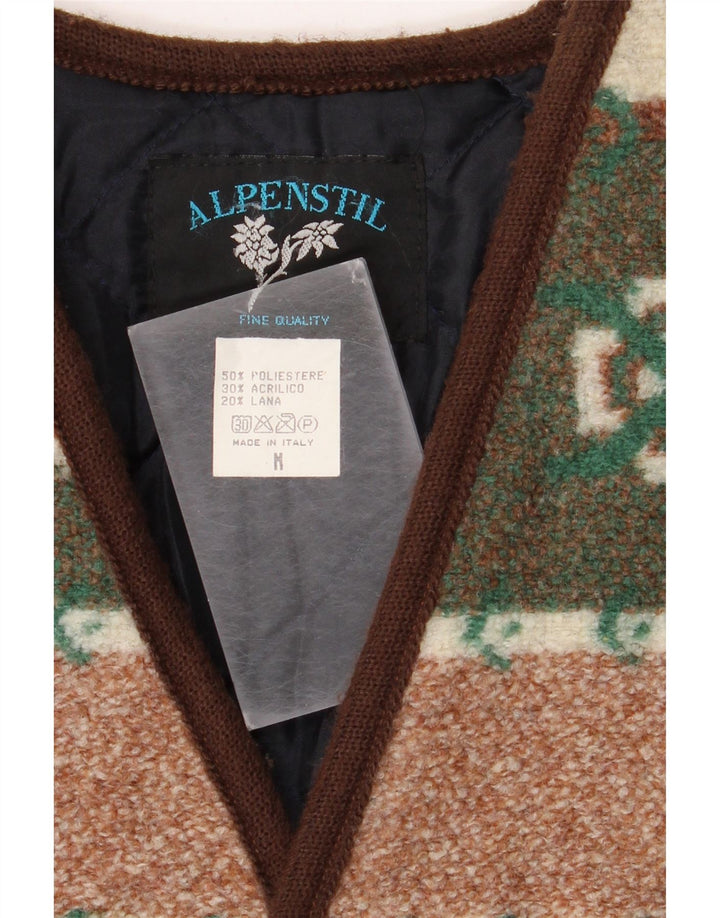Gilet da uomo vintage UK 38 Poliestere geometrico multicolore medio
