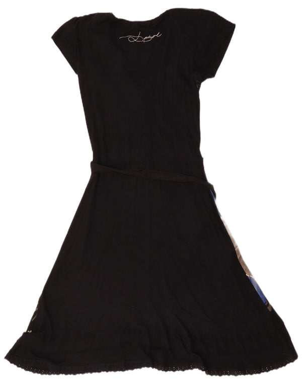 Desigual Abito da donna a linea A con grafica UK 12 Viscosa floreale nera media
