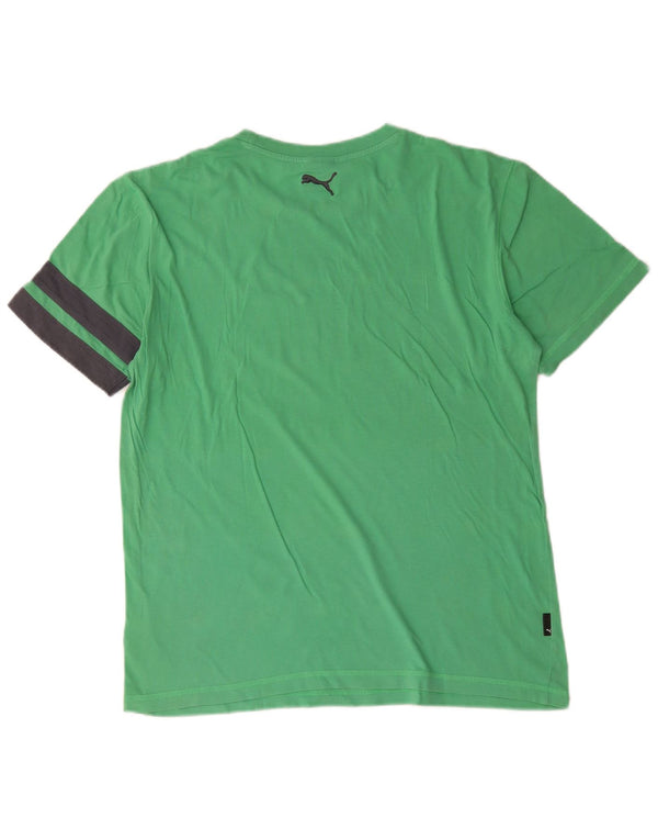 T-shirt grafica da uomo Puma Top in cotone color block verde medio