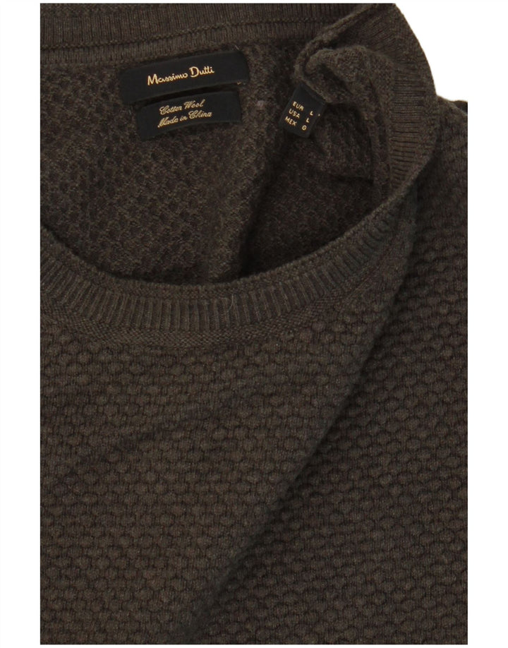MASSIMO DUTTI Maglione da uomo girocollo grande cotone kaki