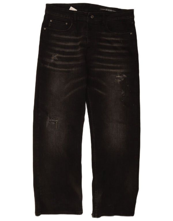 Jeans dritti da uomo GUESS W36 L30 cotone nero