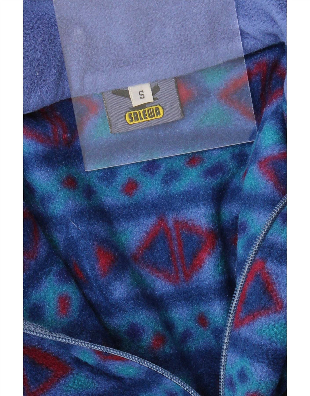 SALEWA Maglione in pile da uomo con zip e collo piccolo blu geometrico