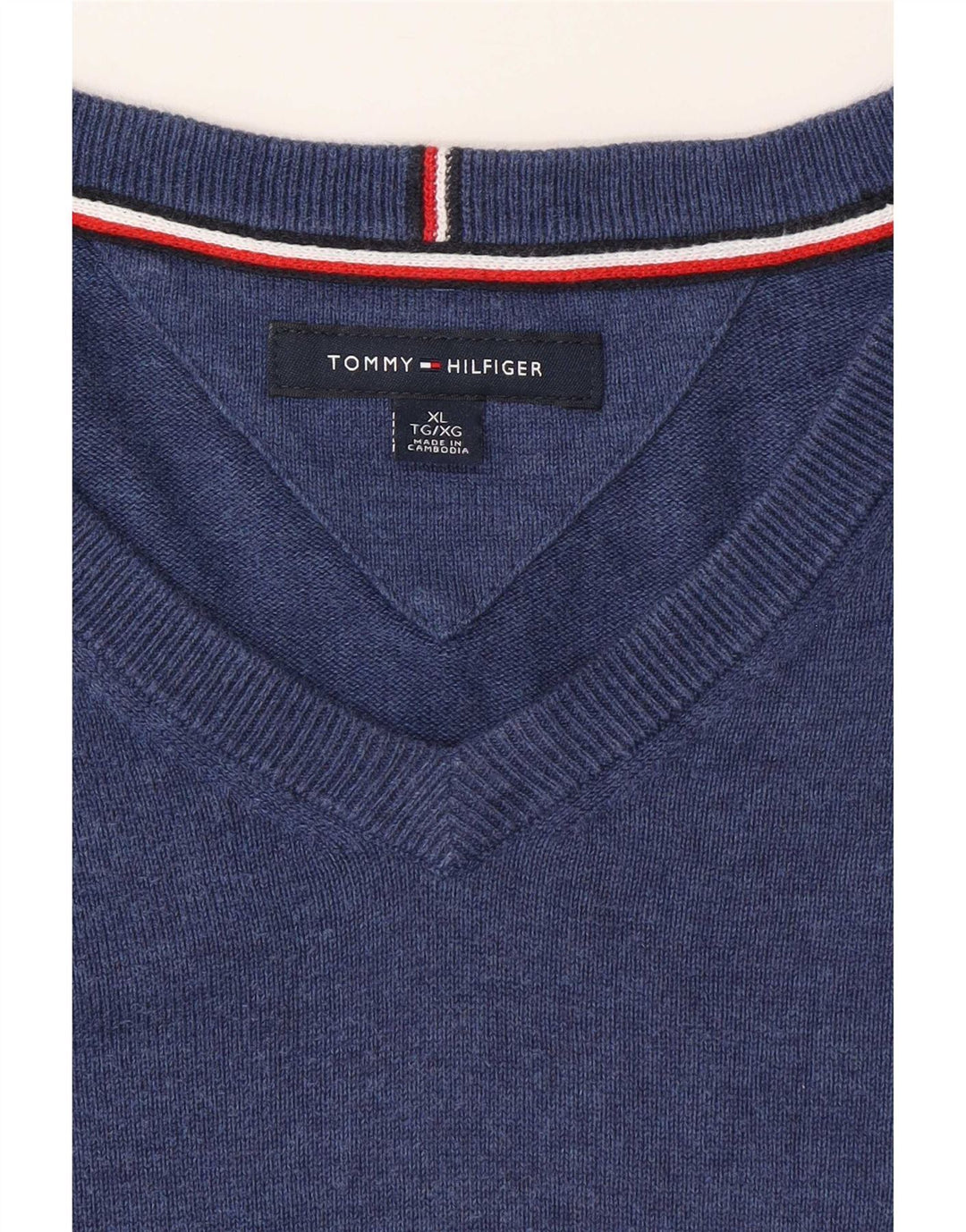 Maglione maglione con scollo a V da uomo Tommy Hilfiger XL blu classico