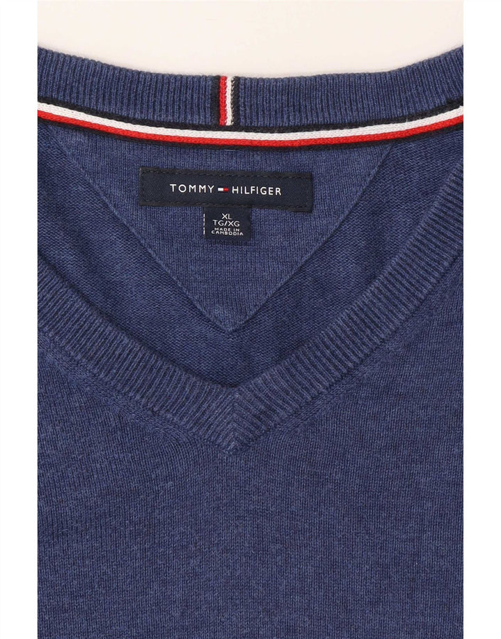 Maglione maglione con scollo a V da uomo Tommy Hilfiger XL blu classico