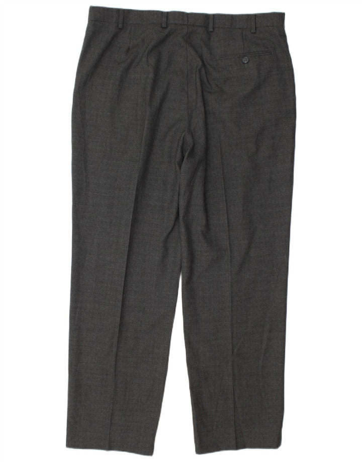 Pantaloni da abito dritti da uomo Marks & Spencer W38 L31 lana grigia