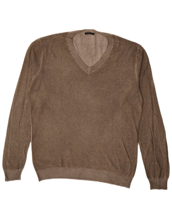 Maglione maglione con scollo a V da uomo Sisley grande marrone