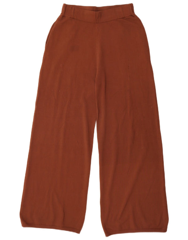 Pantaloni a gamba larga a vita alta da donna Zara piccoli W26 L30 viscosa marrone