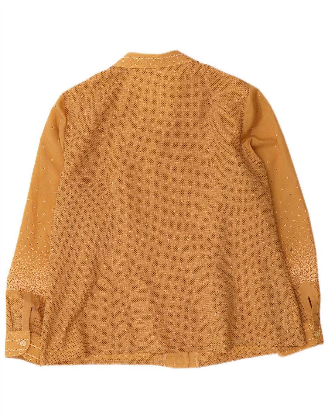 Camicetta da donna vintage UK 14 Poliestere geometrico marrone grande