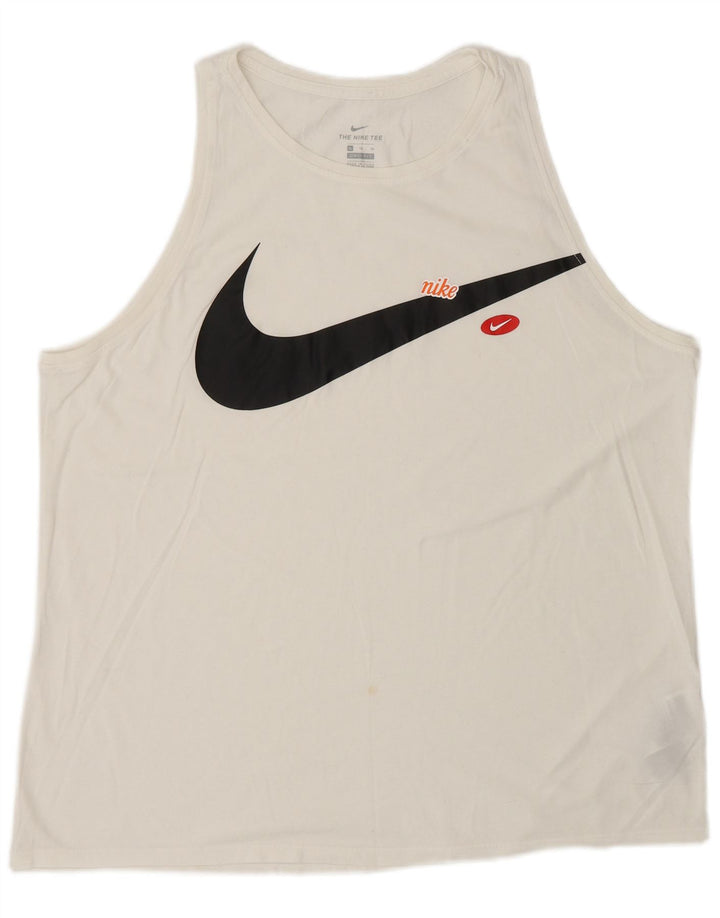 Canotta grafica Nike Dri Fit da uomo in cotone bianco medio