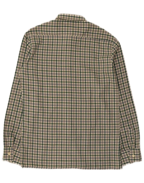 Camicia vintage da uomo in flanella, piccolo poliestere a quadri verdi