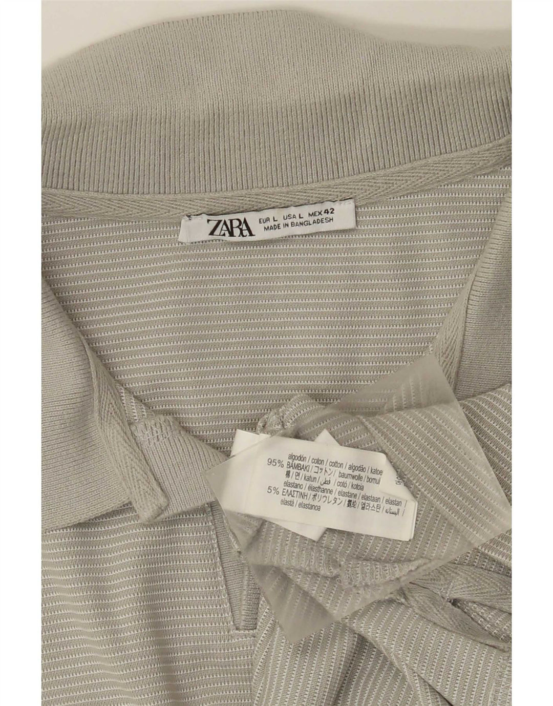 Polo Zara da uomo grande in cotone gessato grigio