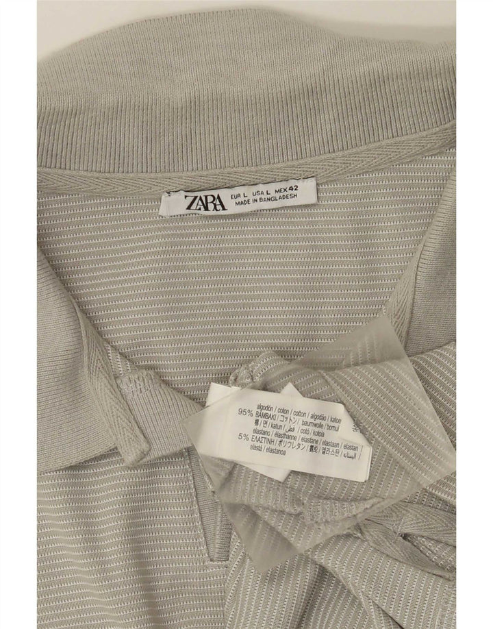 Polo Zara da uomo grande in cotone gessato grigio