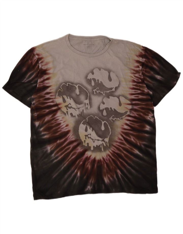 T-shirt grafica oversize da uomo di All Saints Top in cotone tie-dye grigio medio