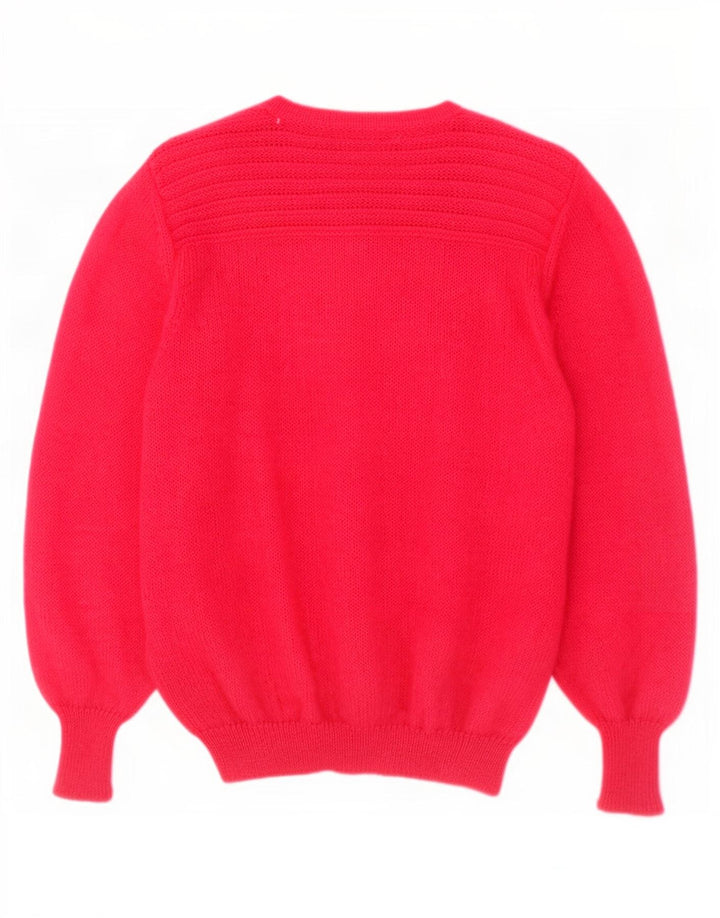 Maglione cardigan oversize da donna vintage UK 14 Mohair rosa medio