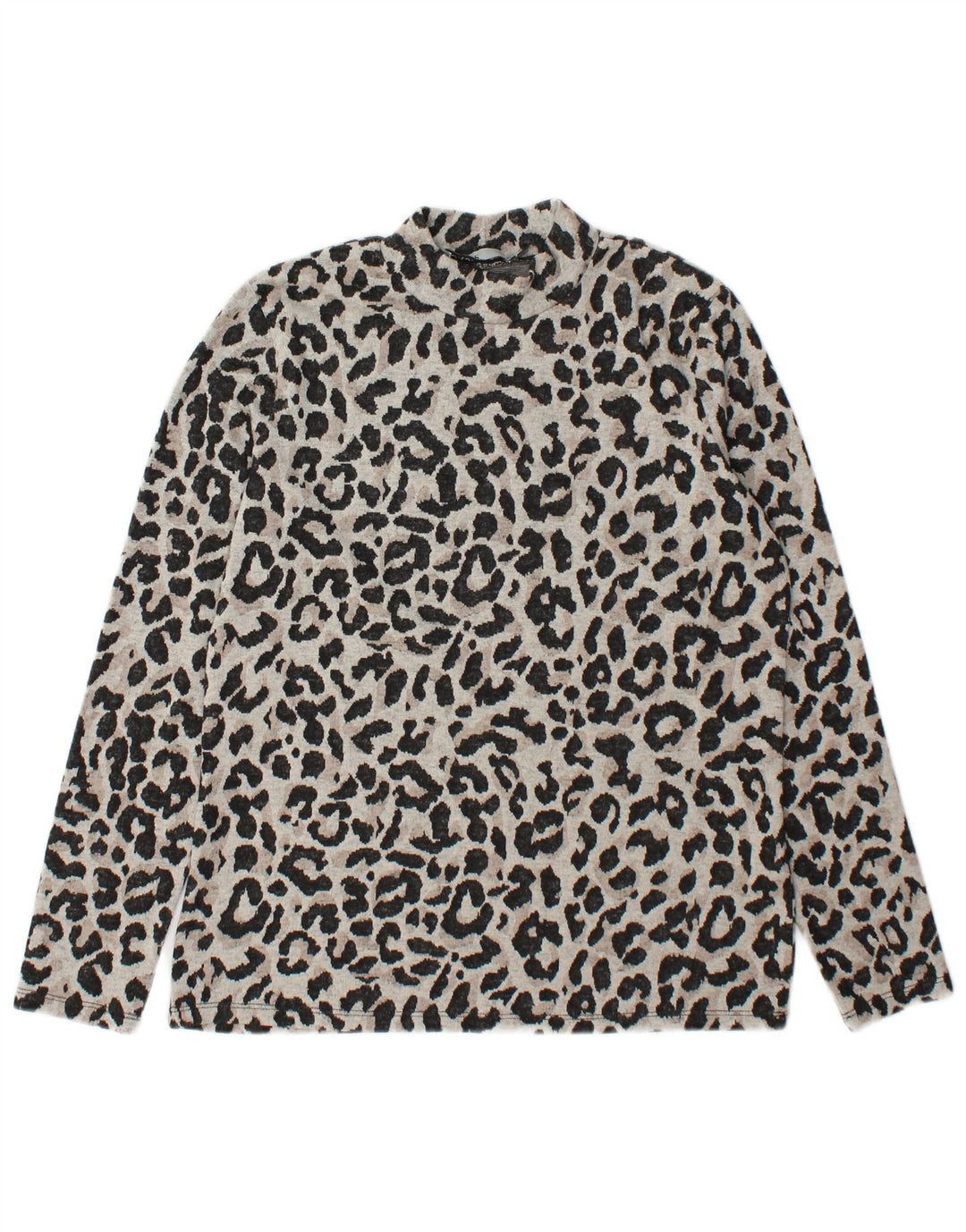 Top da donna a maniche lunghe Oasis UK 14 Poliestere con stampa animalier grigio medio