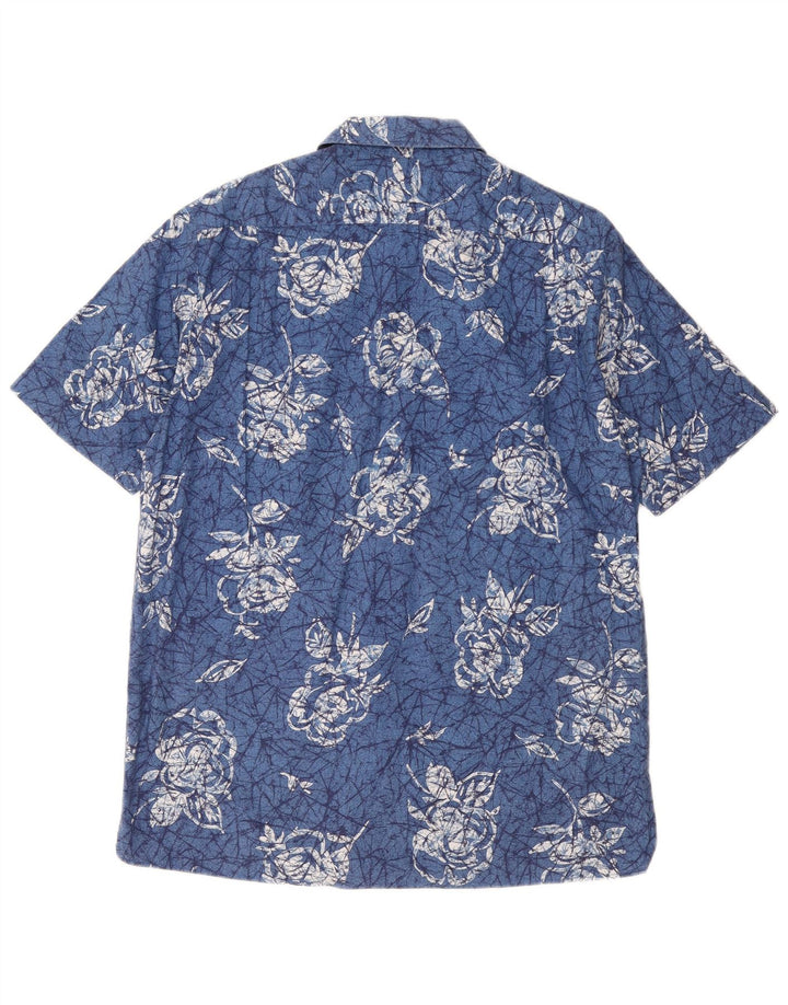Camicia da uomo a maniche corte Naracamicee in cotone floreale blu medio