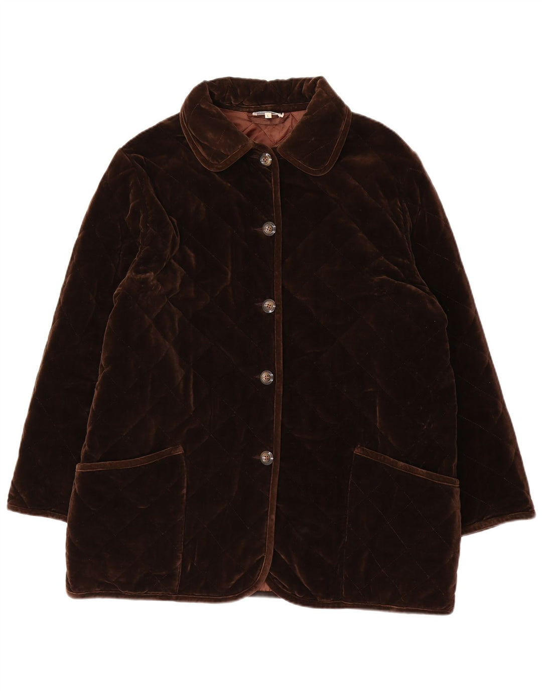 Luisa Spagnoli giacca trapuntata oversize da donna UK 16 grande cotone marrone