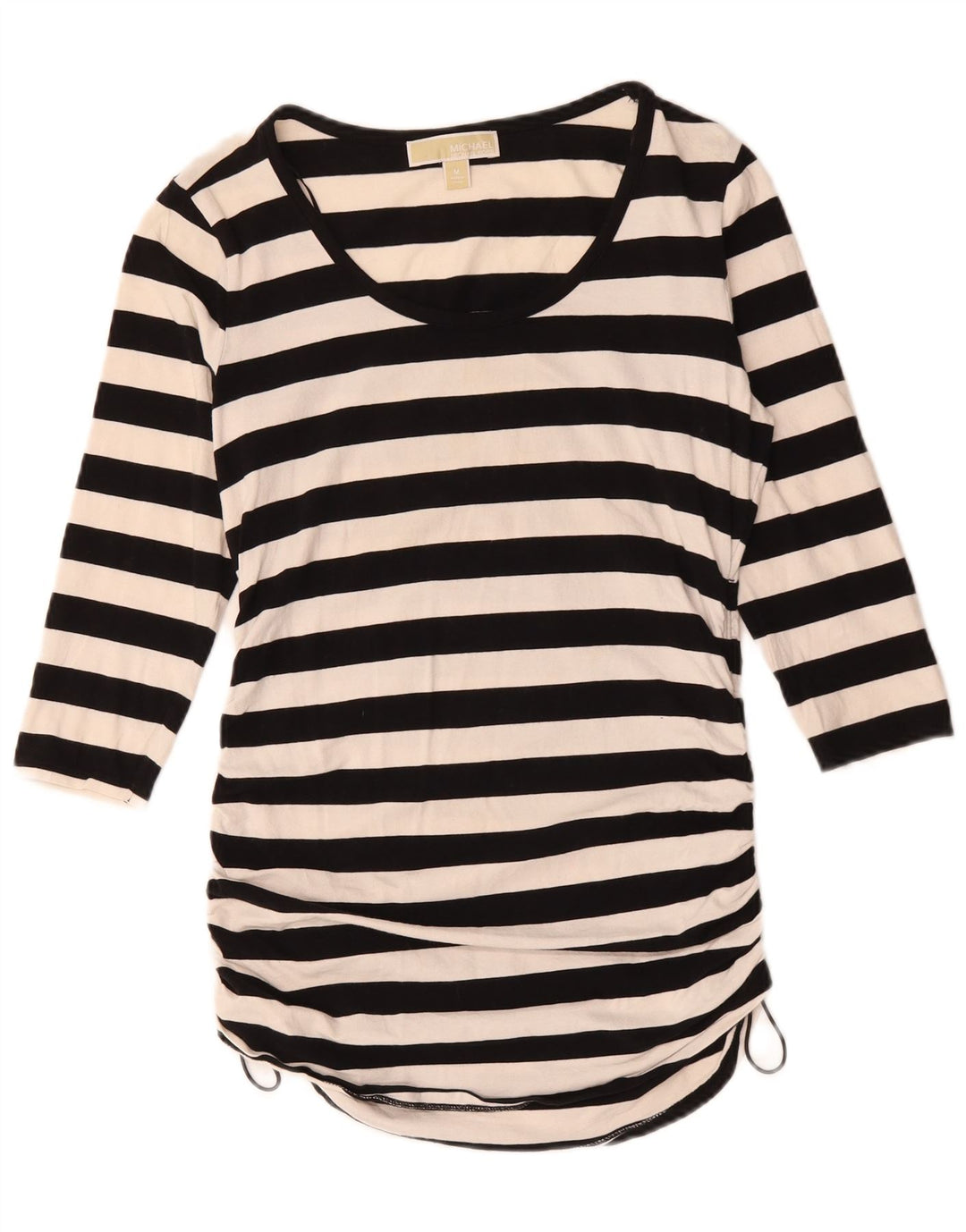 Top da donna Michael Kors manica 3/4 UK 12 cotone a righe nere medie