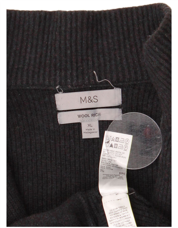 Maglione cardigan da donna Marks & Spencer UK 18 XL lana nera
