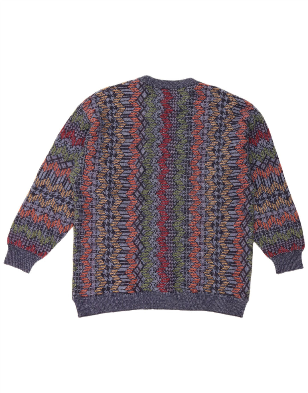 CASSAN Maglione da uomo con scollo a barca IT 52 Grande lana Chevron blu navy