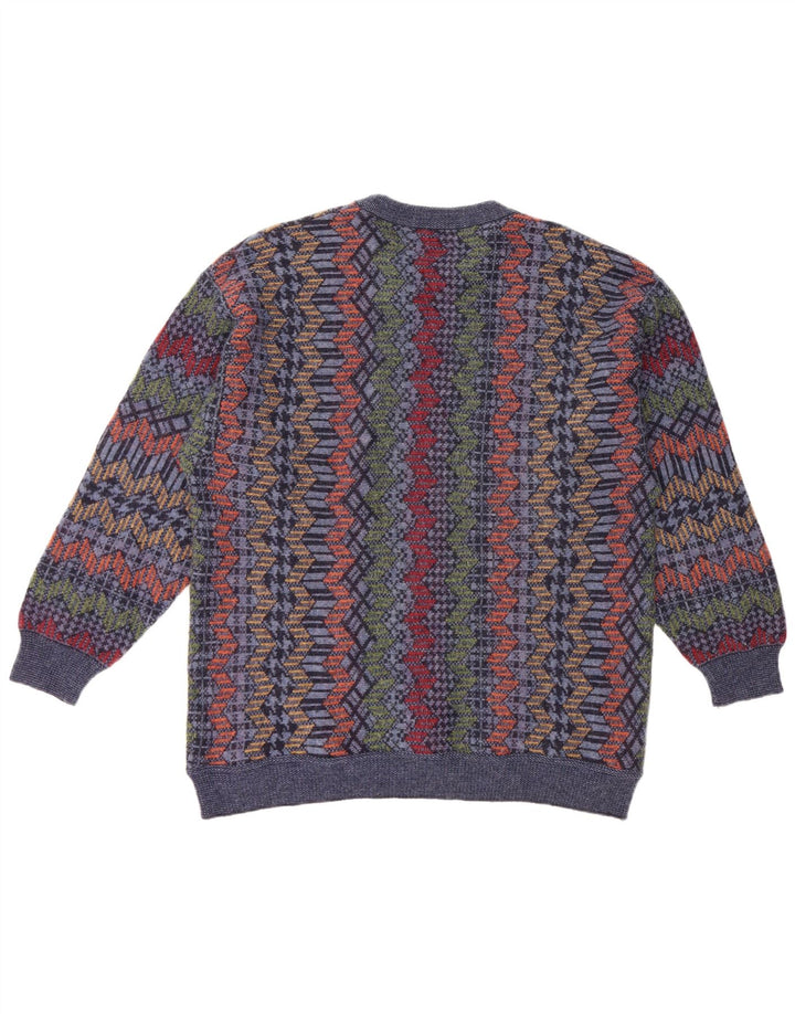 CASSAN Maglione da uomo con scollo a barca IT 52 Grande lana Chevron blu navy