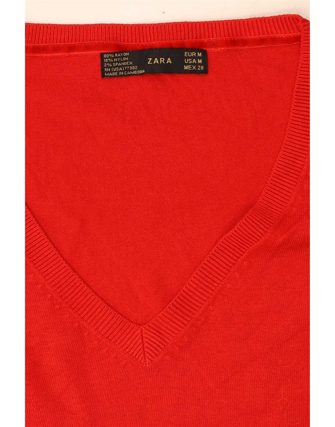 Maglione Zara da donna con scollo a V UK 12 Rayon rosso medio