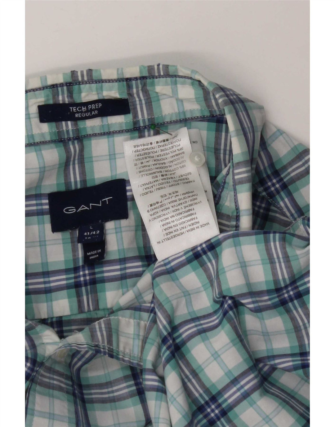 Gap Camicia da uomo a maniche corte vestibilità regolare taglia 41/42 grande cotone a quadri blu