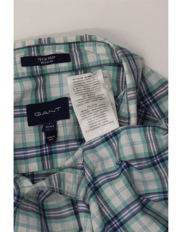 Gap Camicia da uomo a maniche corte vestibilità regolare taglia 41/42 grande cotone a quadri blu