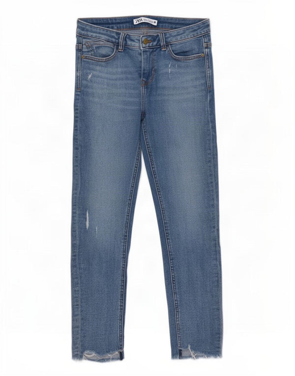 Jeans slim invecchiati da donna Zara EU 36 XS W26 L26 cotone blu
