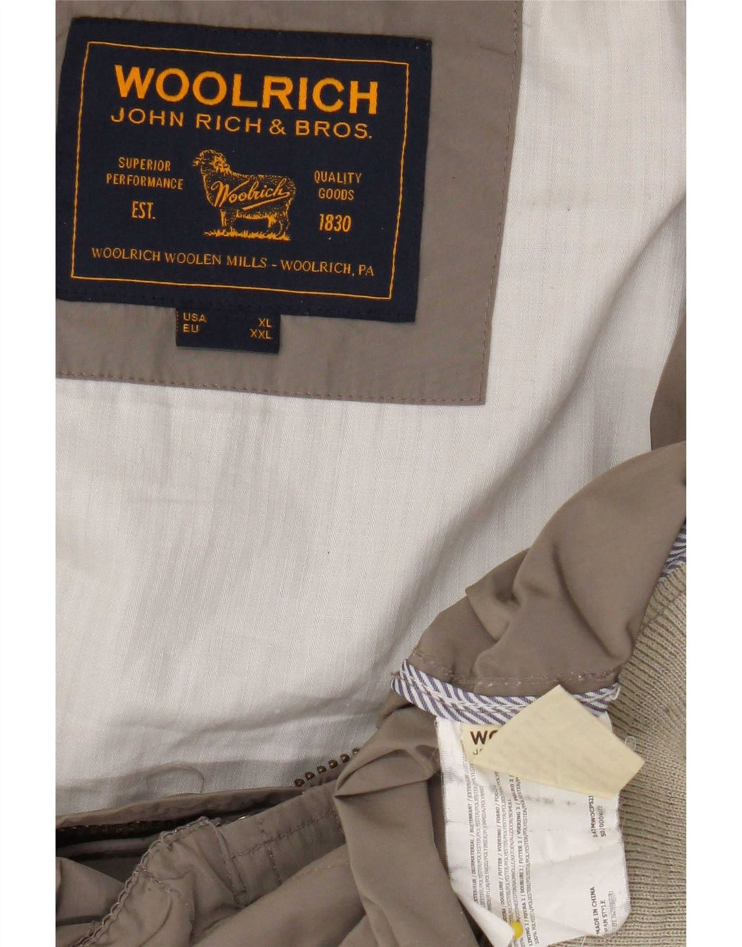 Giubbotto bomber da uomo Woolrich UK 42 XL Poliestere beige