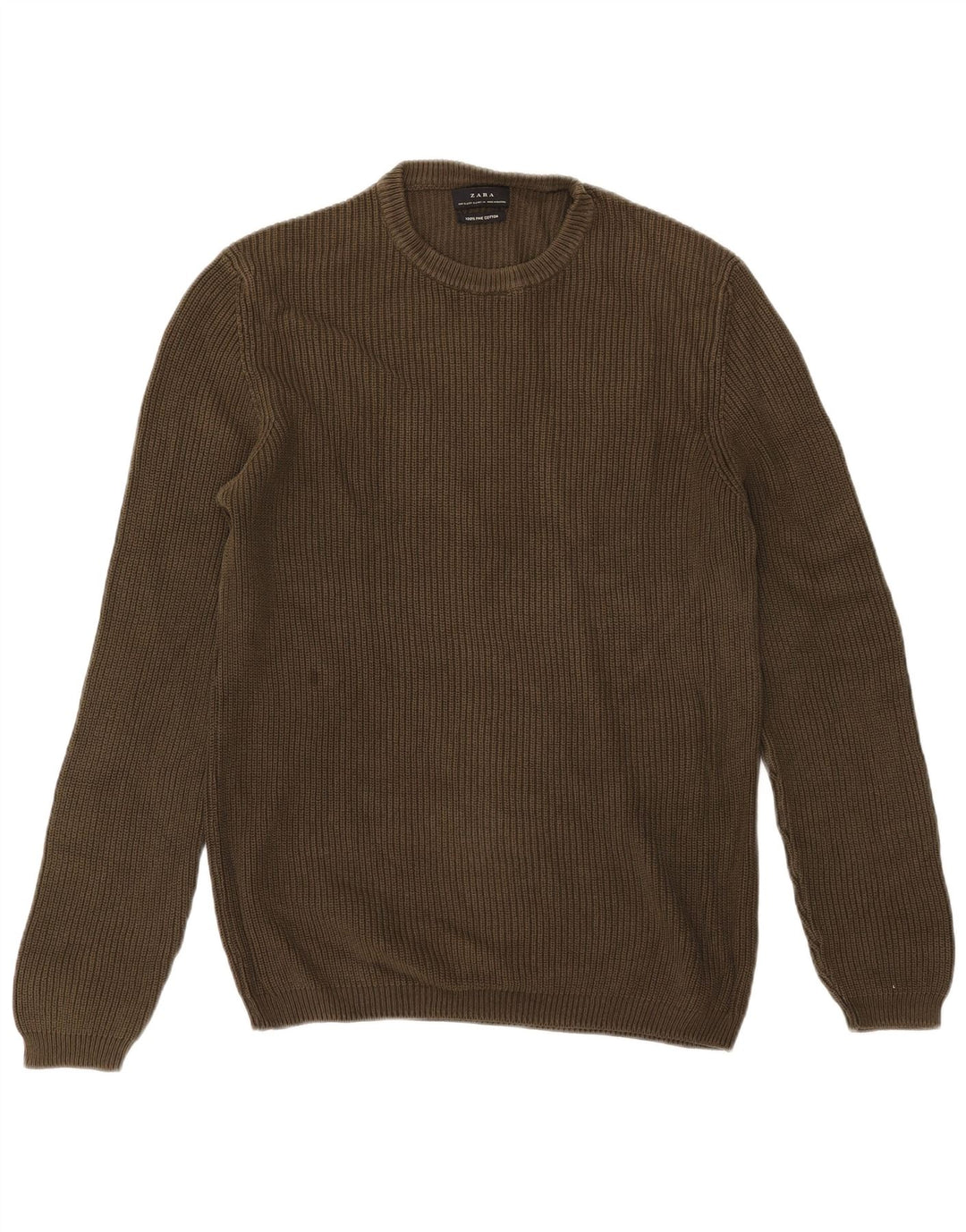 Maglione maglione girocollo da uomo Zara XL in cotone kaki
