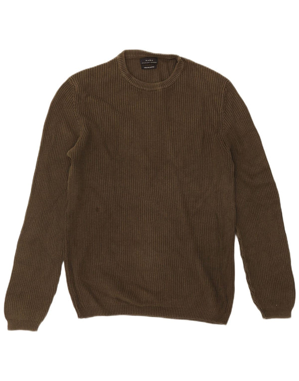 Maglione maglione girocollo da uomo Zara XL in cotone kaki