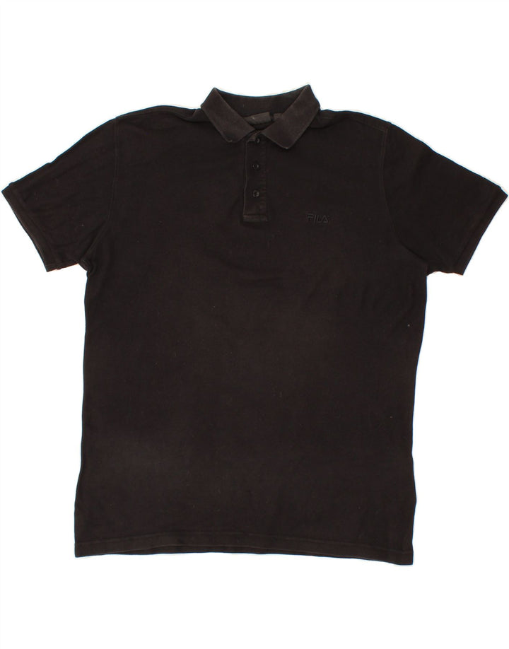 FILA Mens Polo Shirt Large Black Cotton Vintage Fila and Second-Hand Fila from Messina Hembry 