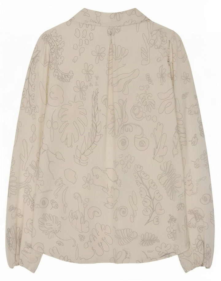 RIXO Donna Pullover Papillon Camicia Camicetta UK 14 Viscosa floreale bianca media