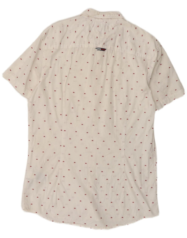 Camicia slim fit a maniche corte da uomo Tommy Hilfiger in cotone bianco medio