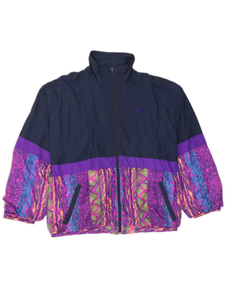 Giacca da tuta da uomo VINTAGE UK 46/48 XL Nylon color block blu navy