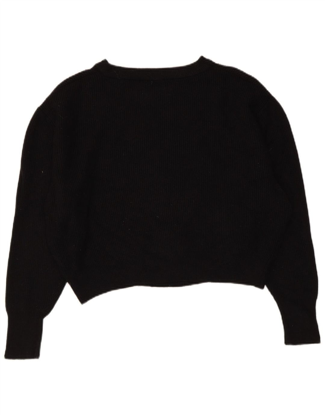 ZARA Maglione Corto da Donna Oversize con Scollo a Barca UK 14 Medio Nero