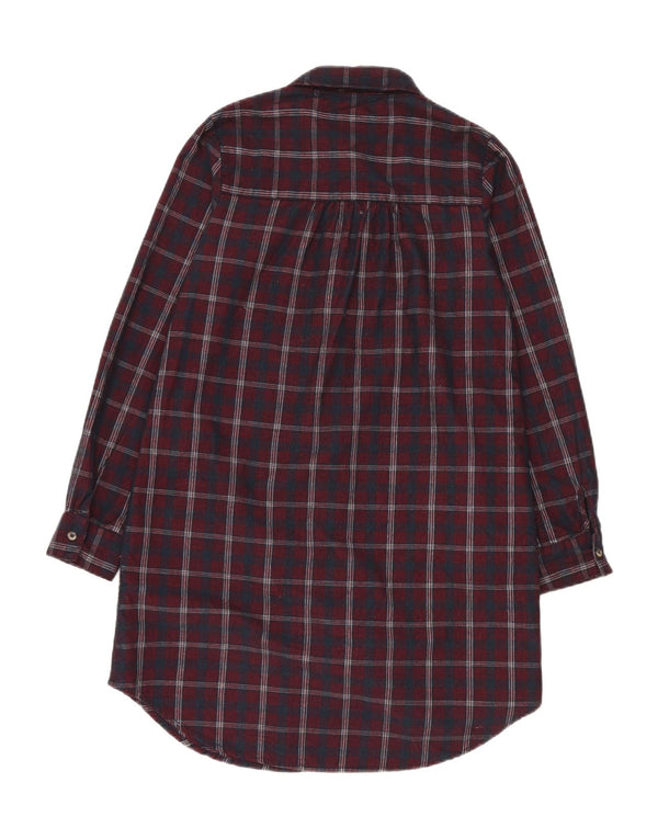 Abito camicia da donna vestibilità ampia Fat Face UK 8 Piccolo cotone a quadri bordeaux