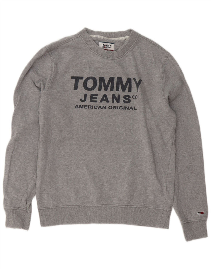 Felpa grafica da uomo Tommy Hilfiger Maglione piccolo cotone grigio