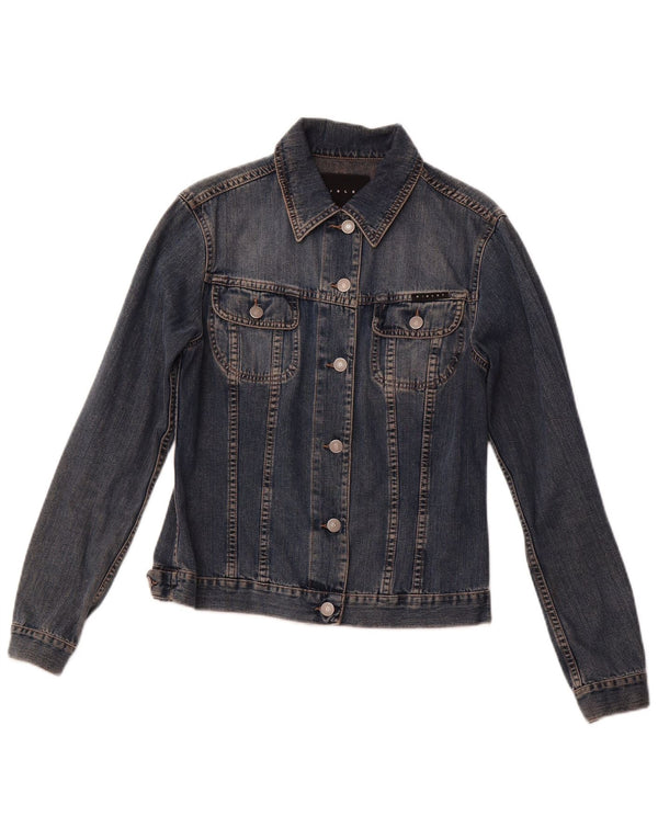 Giacca di jeans da donna SISLEY UK 10 piccola in cotone blu navy