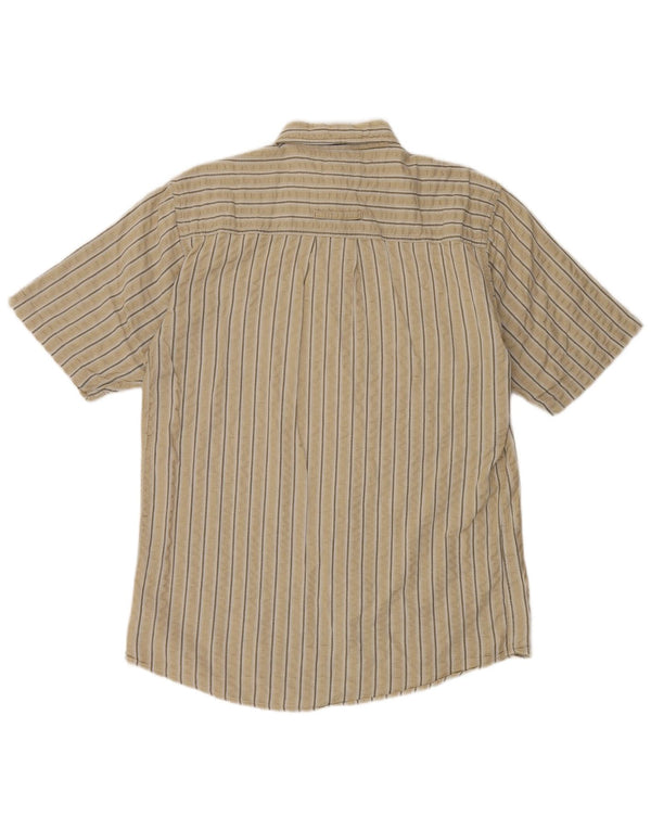 Angelo Litrico Camicia Uomo Manica Corta Cotone Rigato Beige Medio