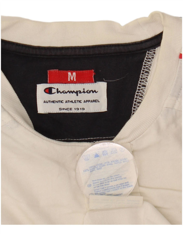 T-shirt grafica da uomo Champion Top in cotone color block bianco medio