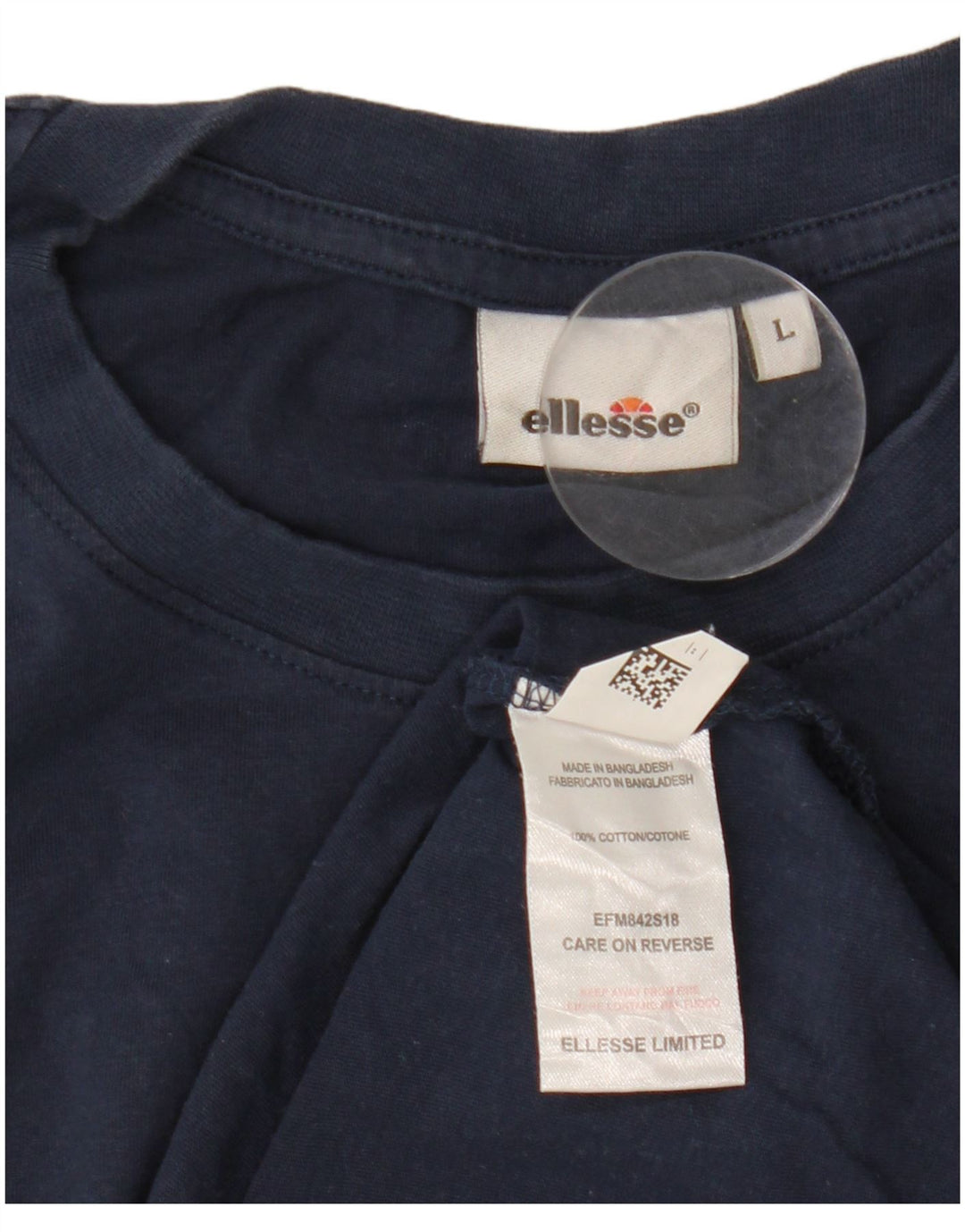 ELLESSE Canottiera grafica da donna UK 16 Large Blu Navy in cotone