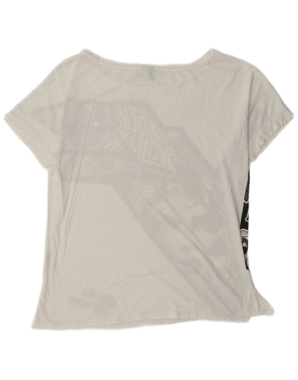 T-shirt grafica da donna Benetton Top UK 14 cotone bianco medio
