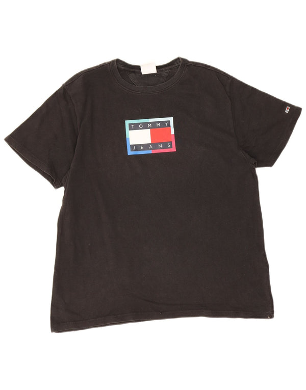 T-shirt grafica da uomo Tommy Hilfiger Top piccola in cotone nero