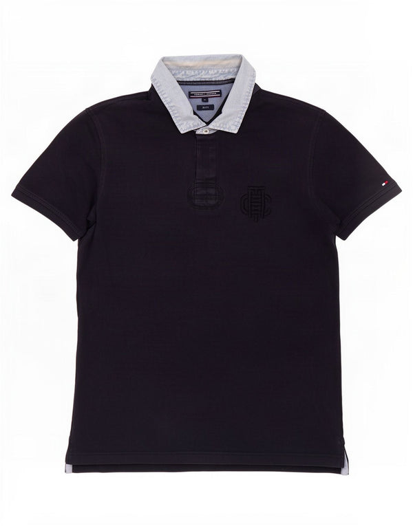 Polo da rugby da uomo slim fit Tommy Hilfiger XL in cotone blu navy