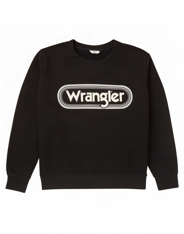 Felpa grafica da donna Wrangler UK 16 grande cotone nero