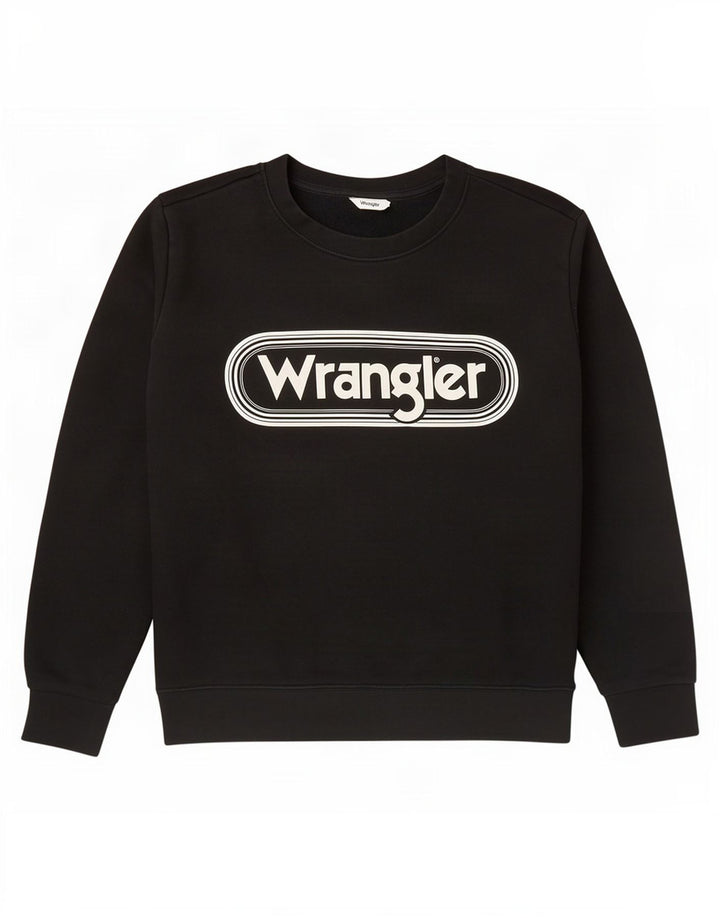 Felpa grafica da donna Wrangler UK 16 grande cotone nero