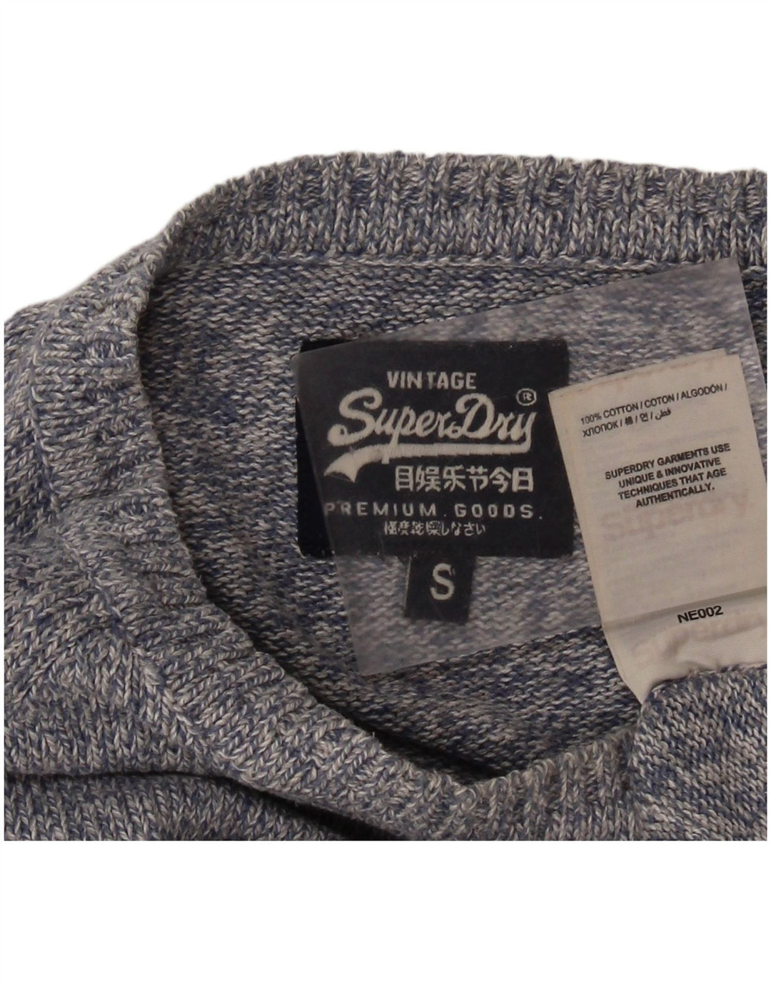 Maglione maglione girocollo da uomo Superdry piccolo cotone chiazzato blu